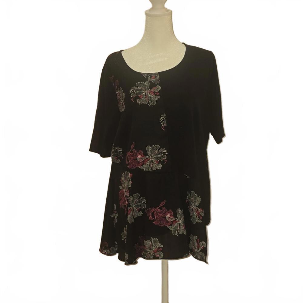 Elegant Alfani Black Floral Blouse with Flowy Design, size L